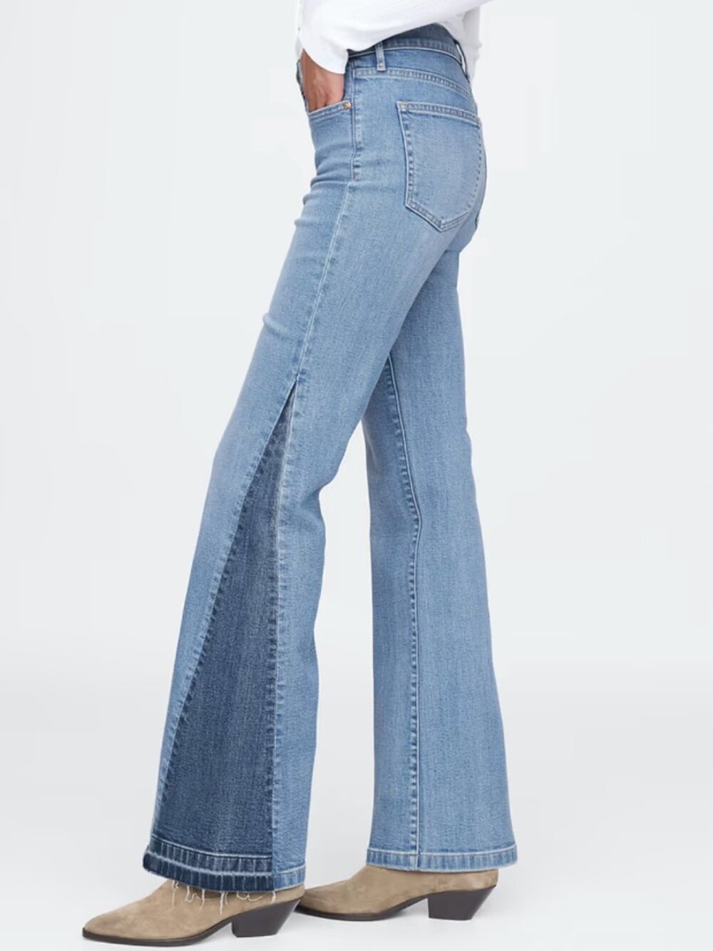 GAP Two-Tone Blue 70s Flare High-Rise Jeans